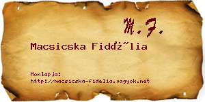 Macsicska Fidélia névjegykártya